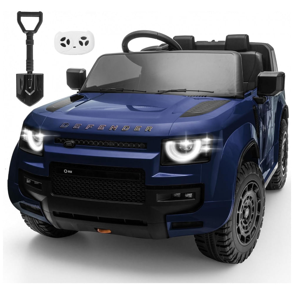 Carro Elétrico Infantil Licenciado 2 Lugares Land Rover Defender Letsgoride Azul, 24V, 4x100W com Controle Remoto, Suspensão, Som e LED