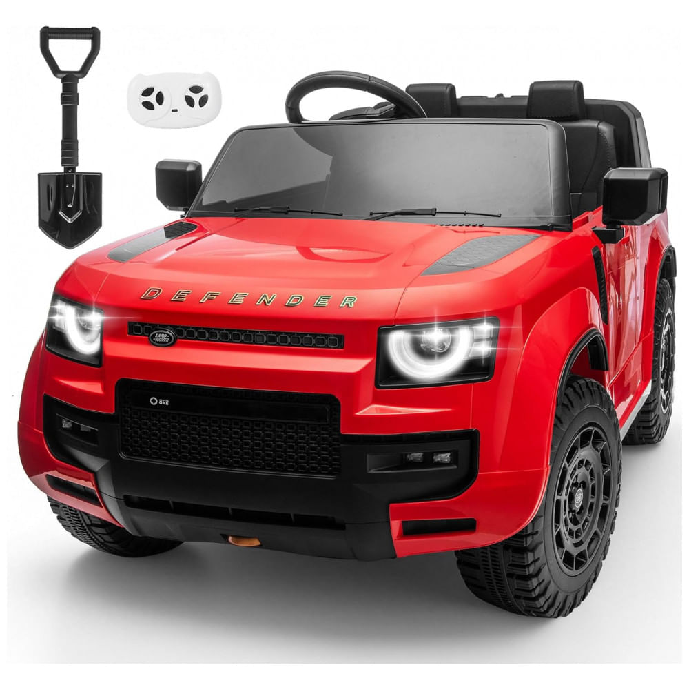 Carro Elétrico Infantil Licenciado 2 Lugares Land Rover Defender Letsgoride Vermelho, 24V, 4x100W com Controle Remoto, Suspensão, Som e LED