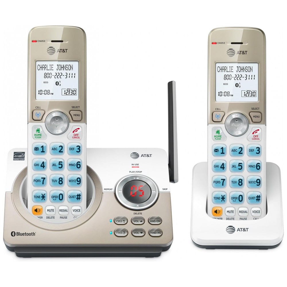 Telefone Sem Fio Residencial AT&T DL72219 DECT 6.0 Branco com 2 Handsets, Tela Retroiluminada 1,8