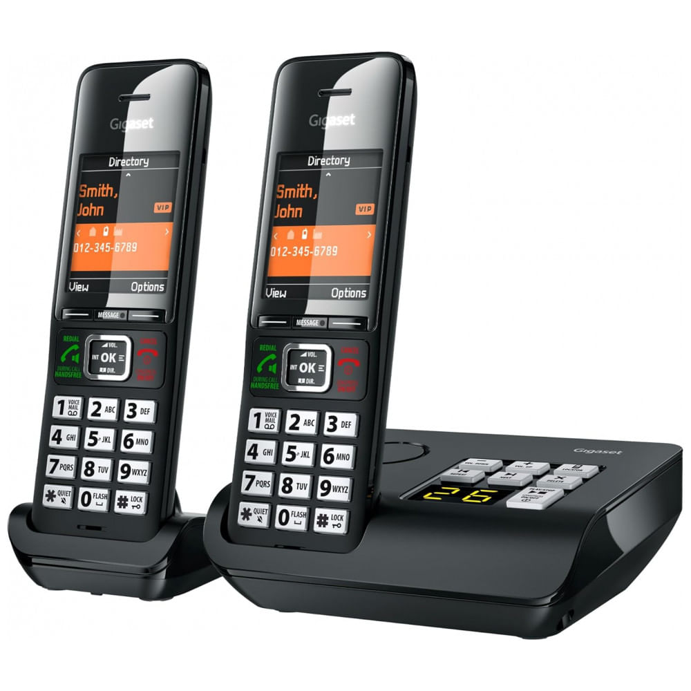 Telefone Sem Fio Gigaset Comfort 552A Duo DECT Titânio/Preto 2 Handsets com Secretária Eletrônica, Tela Colorida 2,2