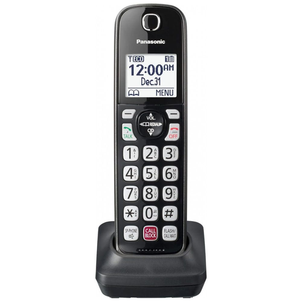 Handset Adicional Telefone Sem Fio Panasonic Preto Metálico com Bloqueio Avançado de Chamadas, Alerta Golpe Um Toque, Viva-voz Duplex Completo