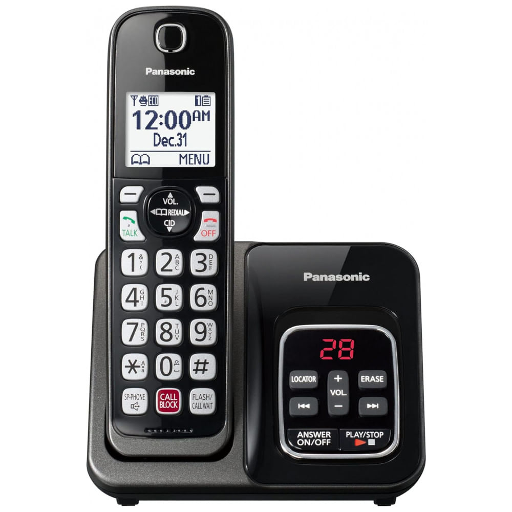 Telefone Sem Fio Panasonic KX-TGD830M Preto Metálico 1 Handset com Bloqueio Avançado de Chamadas, Gravação Bidirecional, Alerta Golpe Um Toque