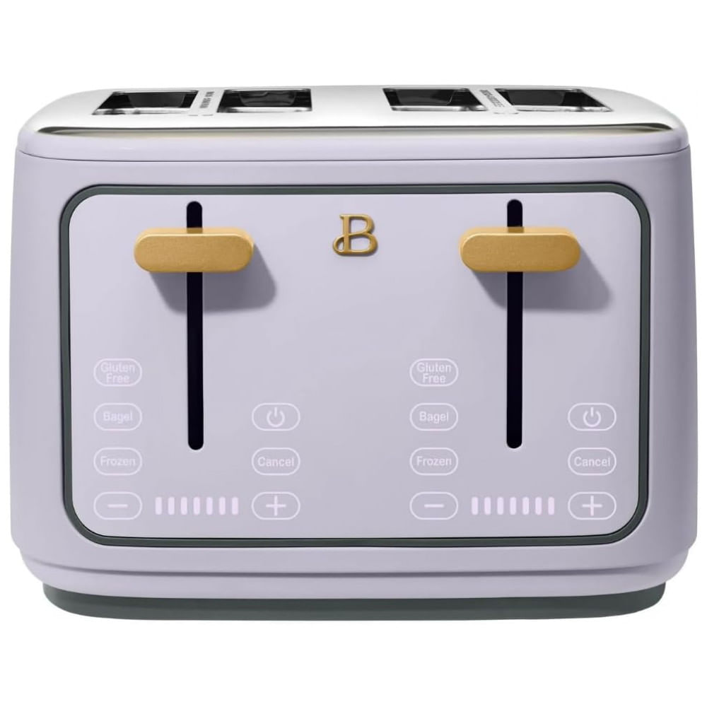 Torradeira elétrica de pão 4 fatias Beautiful Lavanda, 1800W, slots extralargos, display touch, funções bagel e congelados, aço inox, 110V