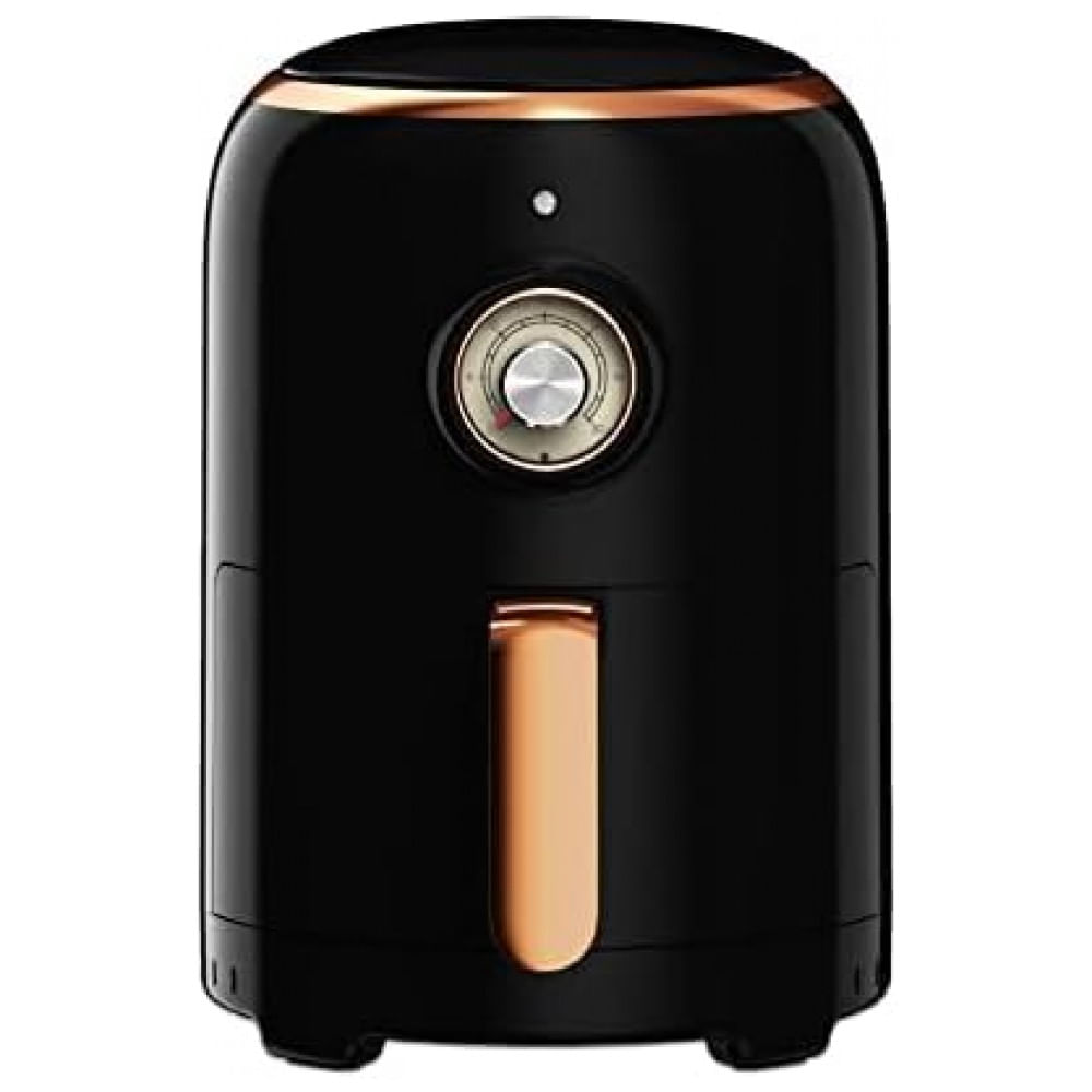 Fritadeira elétrica sem óleo Aria Air Fryers retrô preta, cesto cerâmico 1,9L, 800W, antiaderente, dials analógicos, fácil limpeza, 110V