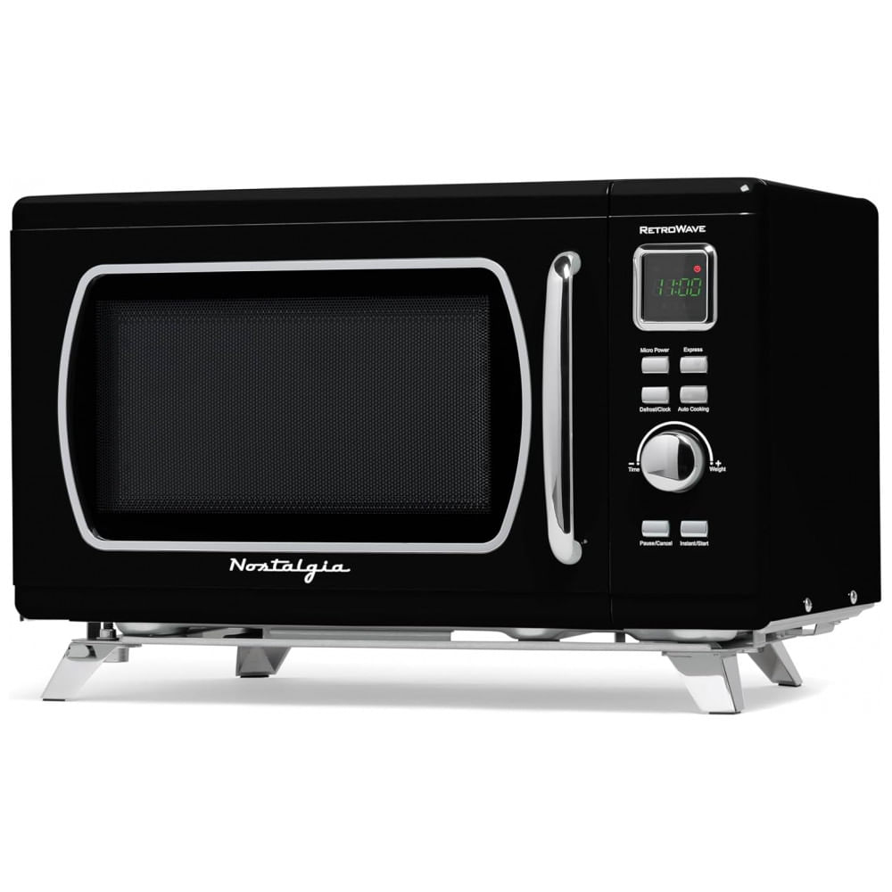 Forno Micro-ondas Retrô de Bancada Nostalgia Preto 25L 900W 5 Níveis 110V