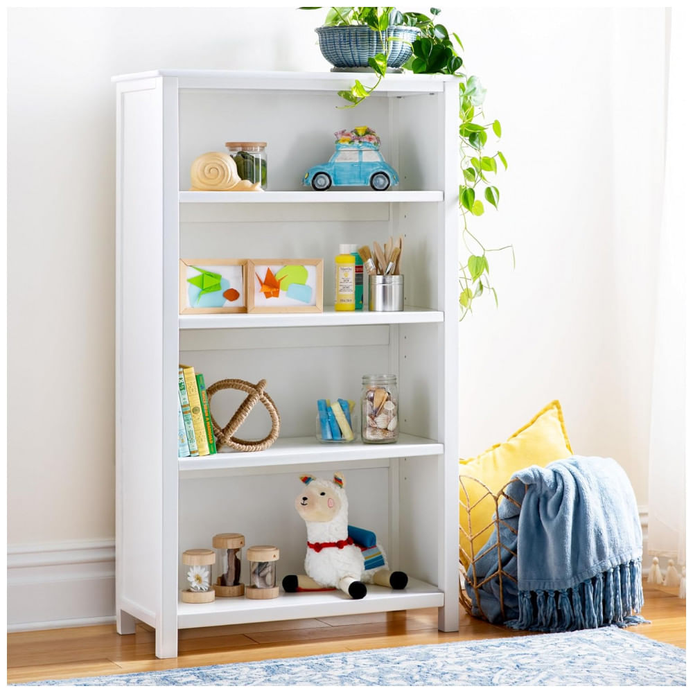 Estante infantil 4 prateleiras Guidecraft Taiga Branca em madeira pinus e MDF 137cm