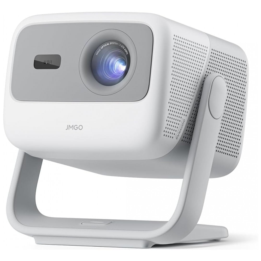 Projetor Portátil Laser Triplo JMGO N1 Branco 1080P FHD Suporte 4K MALC 800 Lumens Gimbal Correção Automática 200