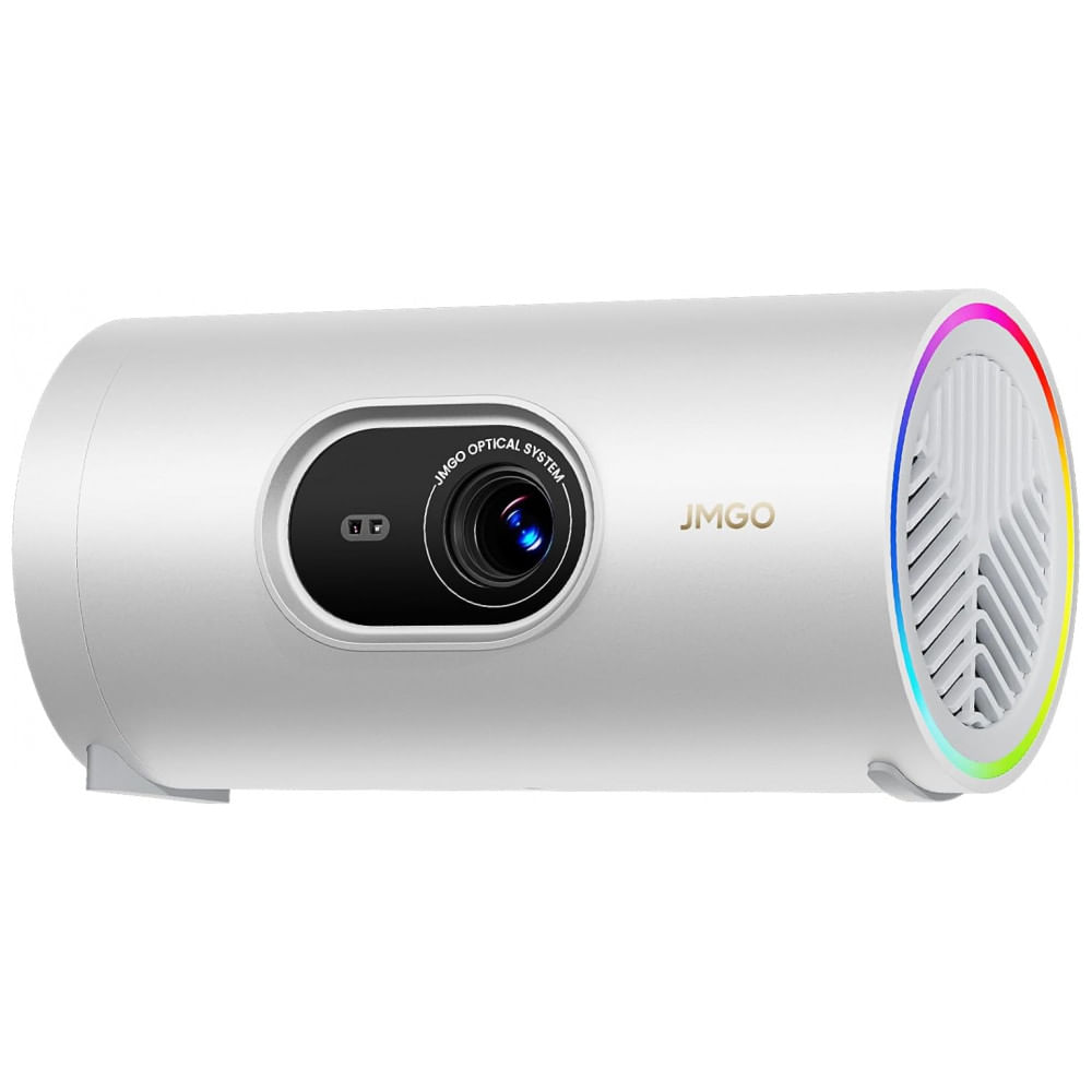 Projetor Mini Portátil JMGO PicoPlay Branco 1080P FHD 400 ISO Lumens Google TV 8W Dolby Digital Wi-Fi Bluetooth (99 caracteres) Projetor Mini Portátil