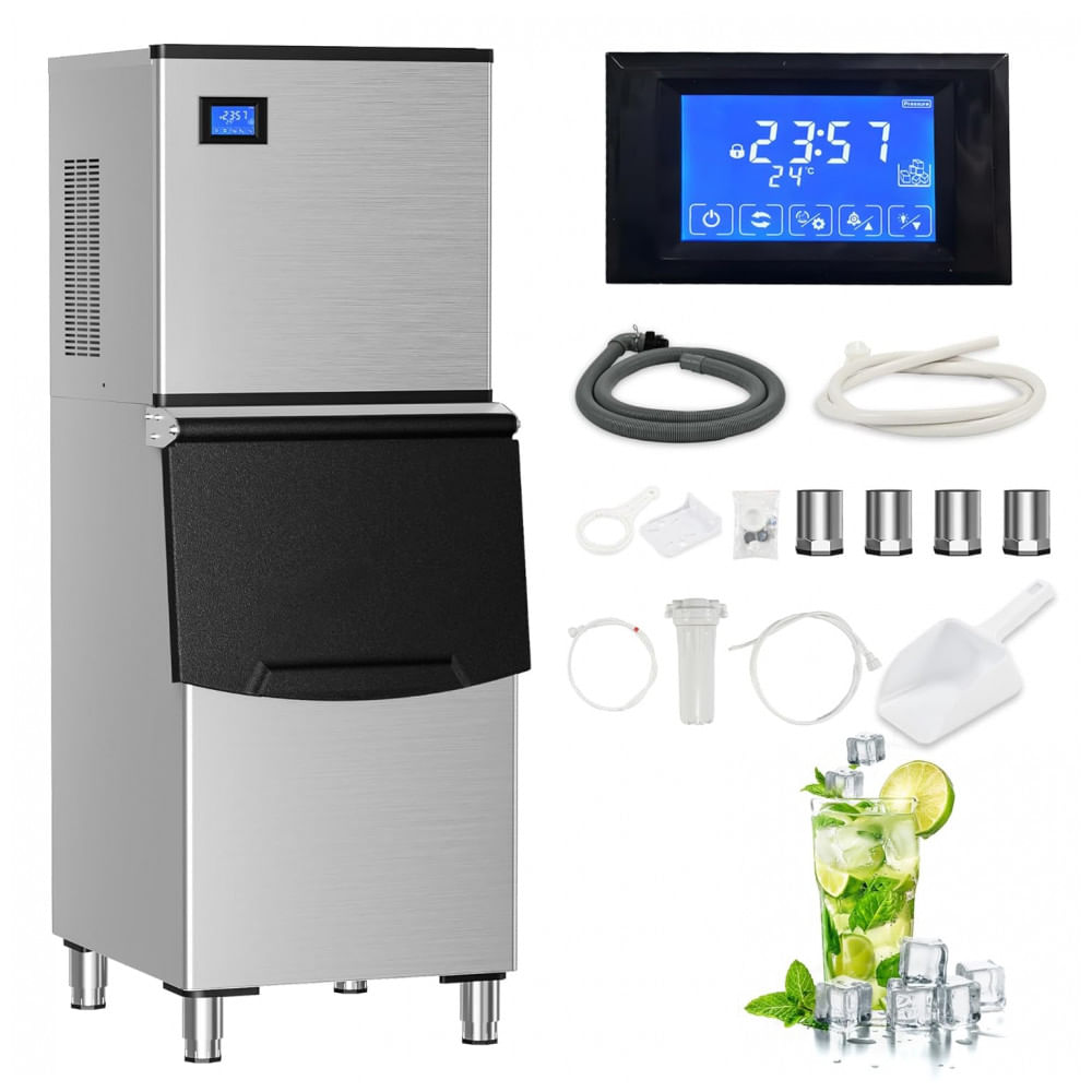 Máquina de Gelo Comercial ICYGLEE 181 kg/dia + Bin 100 kg Aço Inoxidável Autolimpeza ETL 110V