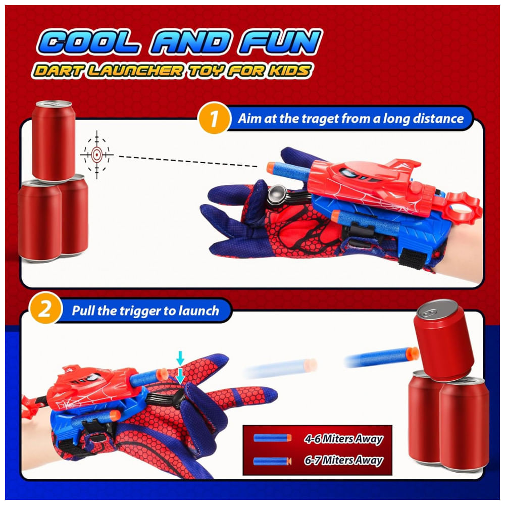 Encontraproduto.com.br - Excitobo Web Shooters: Brinquedo Lançador com Luva para Meninos de 3 a 12 Anos - Diversão ao Ar Livre e Jogos Interativos