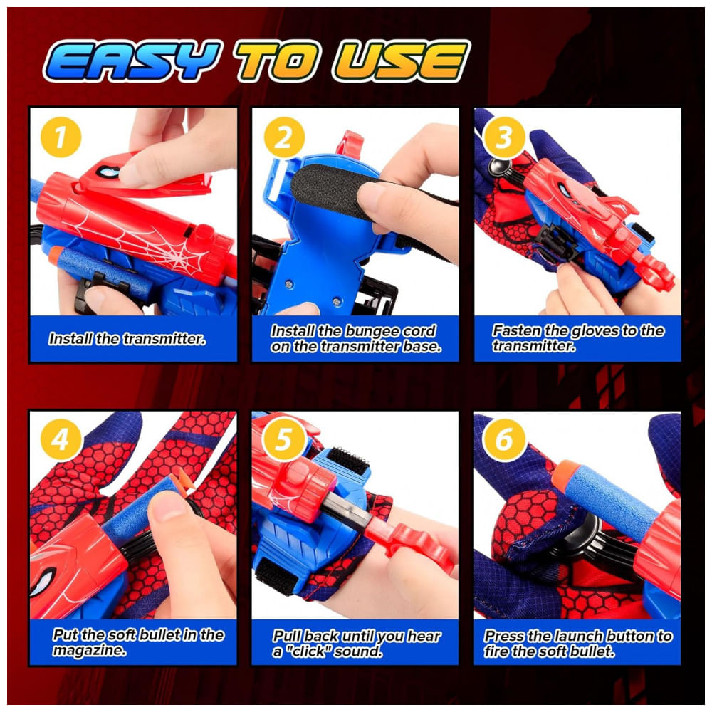 Encontraproduto.com.br - Excitobo Web Shooters: Brinquedo Lançador com Luva para Meninos de 3 a 12 Anos - Diversão ao Ar Livre e Jogos Interativos
