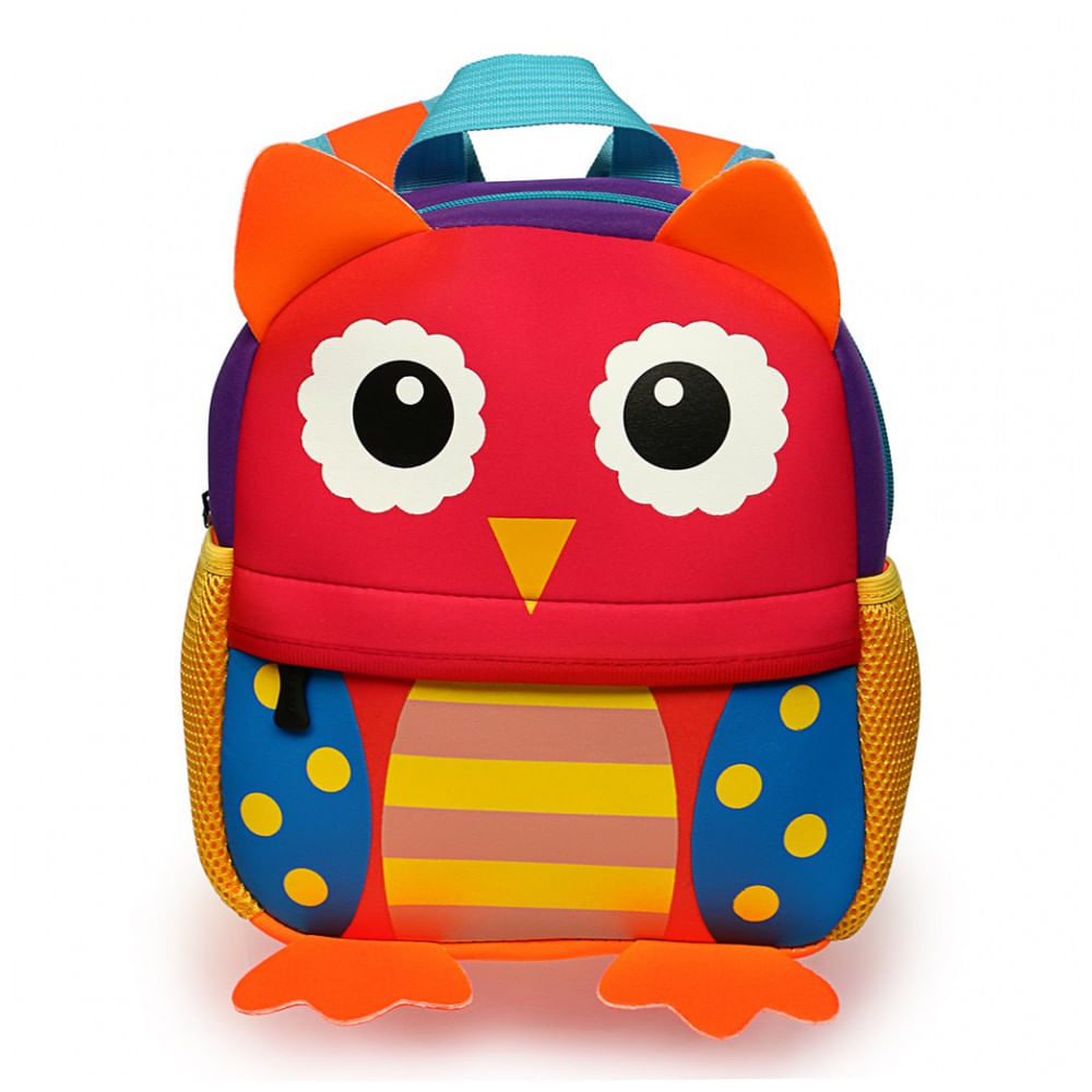 Mochila infantil Hipiwe coruja vermelha em neoprene