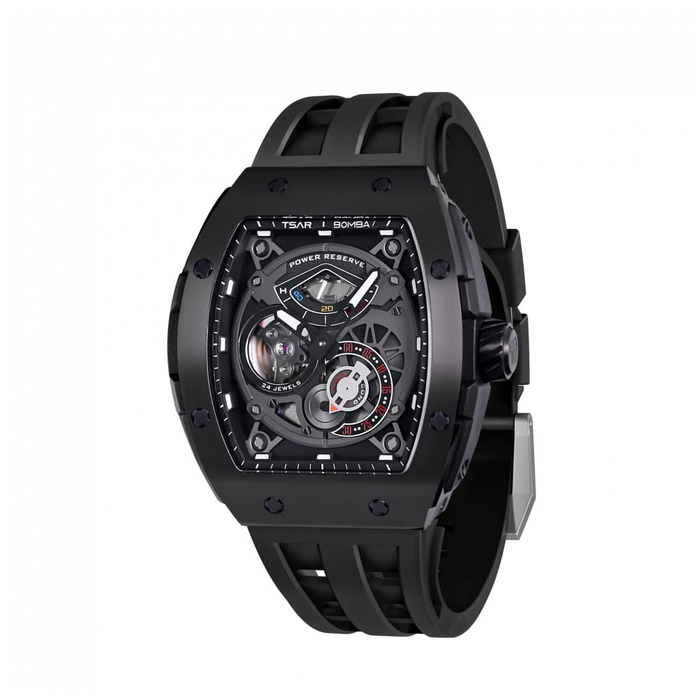 TSAR BOMBA Relógio Masculino Automático Mecânico 50m Resistência à Água Pulseira de Silicone Estilo Único