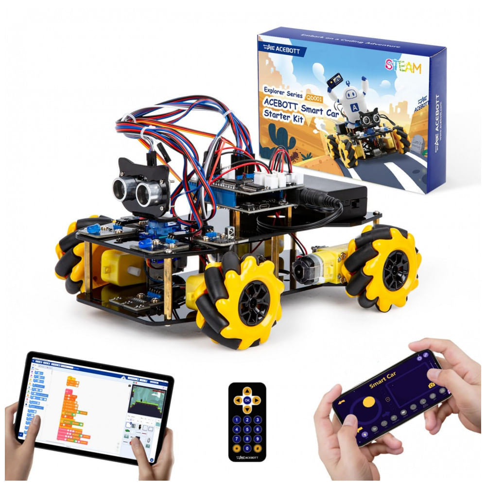 Kit Robótico ACEBOTT QD001 carro 4WD com rodas Mecanum compatível com Arduino, Scratch e app