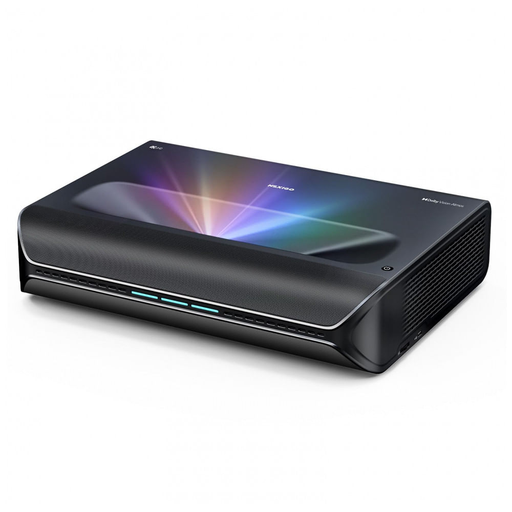 Projetor a laser 4K de tiro ultra curto Aurora Pro MKII NexiGo preto 2400 lumens contraste 30000 1 som 60W tela até 150 polegadas 110V 220V
